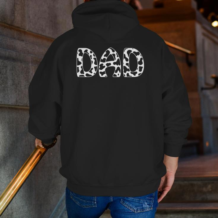 Dad Cow Print Black & White Father's Day Zip Up Hoodie Back Print