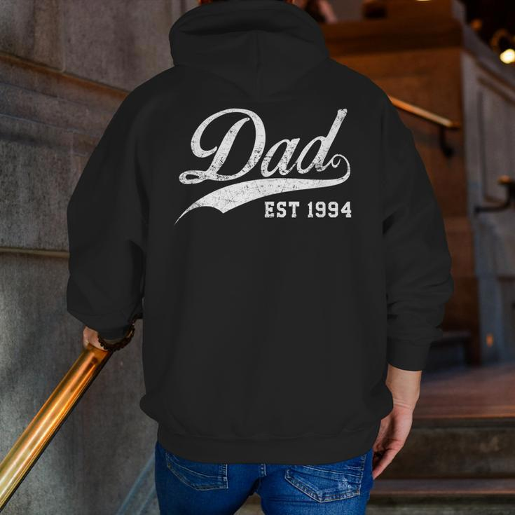 Dad Established 1994 Fathers Day Zip Up Hoodie Back Print