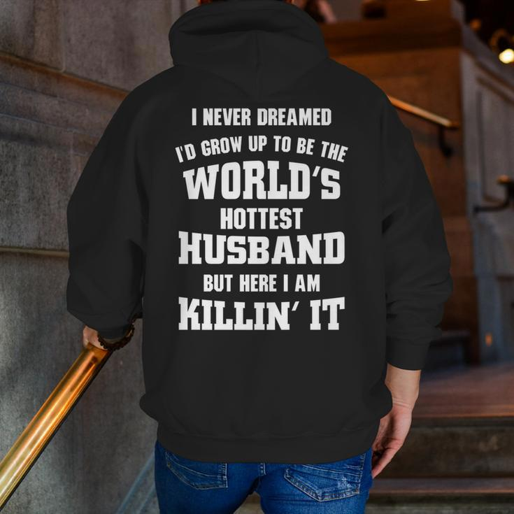 Dad Life World's Hottest Husband Father Men Zip Up Hoodie Back Print
