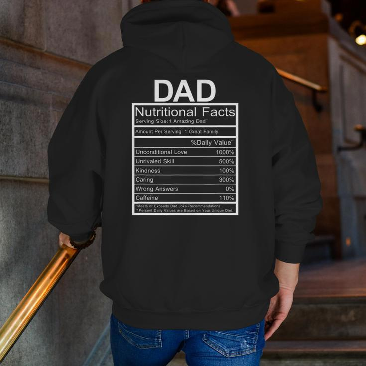 Dad Nutritional Facts Joke Sarcastic Family Zip Up Hoodie Back Print