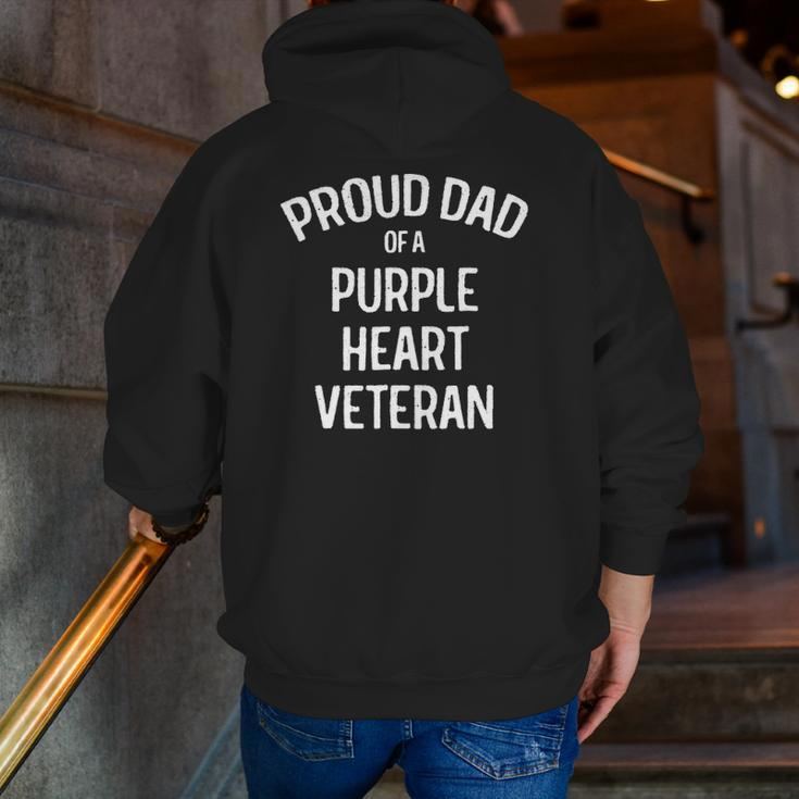 Dad Of Purple Heart Veteran Proud Military Family Zip Up Hoodie Back Print
