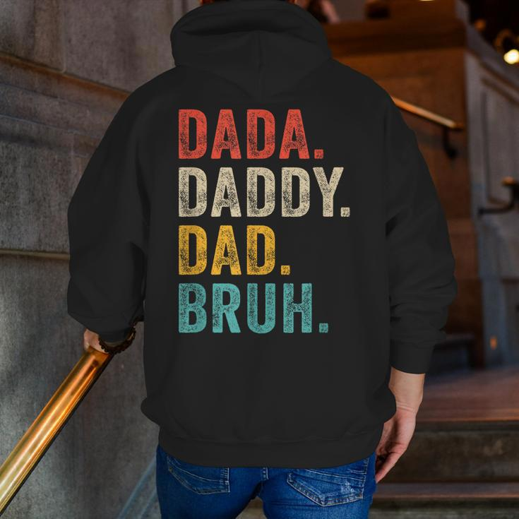 Dada Daddy Dad Bruh Father's Day Vintage Retro Zip Up Hoodie Back Print