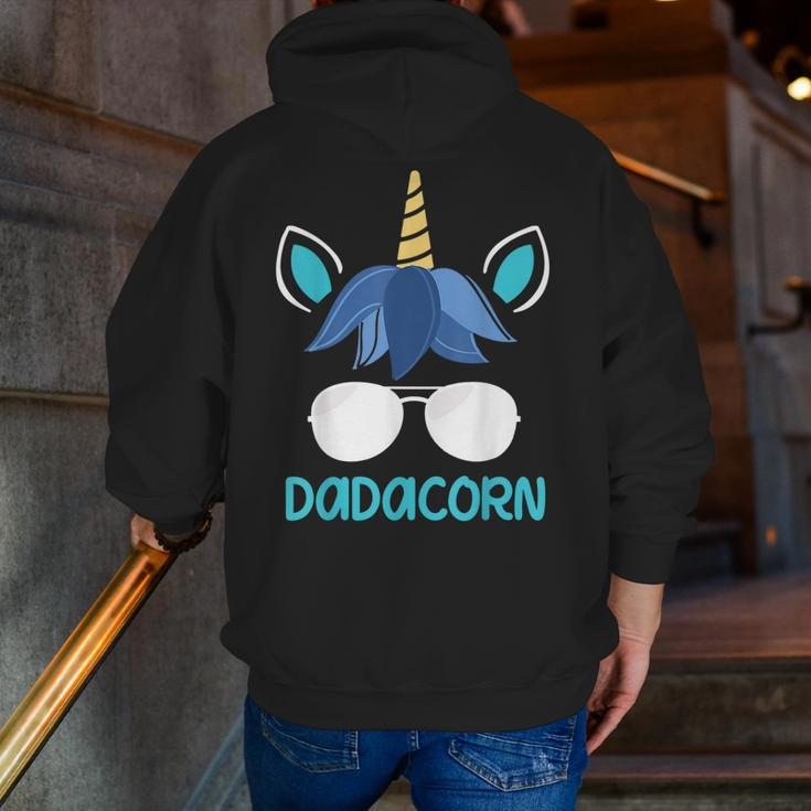 Dadacorn Dad Unicorn Face Father's Day Zip Up Hoodie Back Print