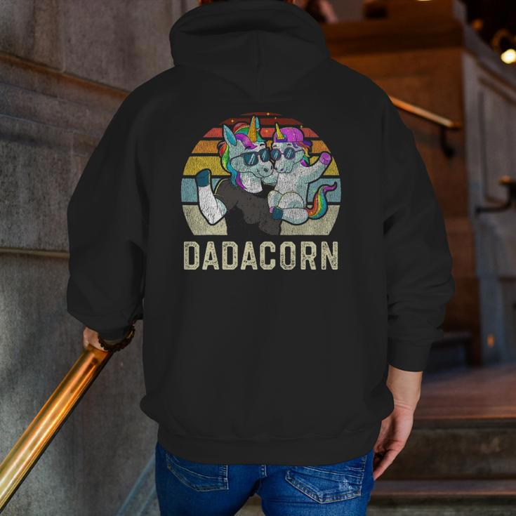 Dadacorn Unicorn Dad Papa Retro Vintage Father's Day Zip Up Hoodie Back Print