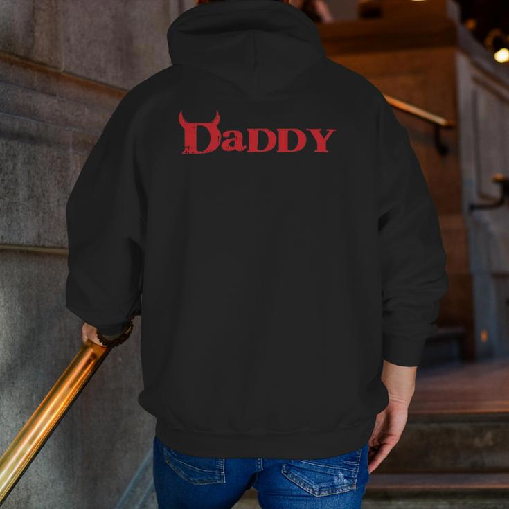 Daddy Devil Horn Lazy Halloween Costume Gothic Papa Zip Up Hoodie Back Print