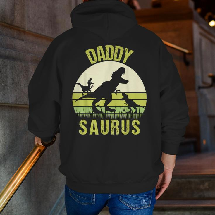 Daddy Dinosaur Daddysaurus 2 Two Kids Fathers Day Zip Up Hoodie Back Print
