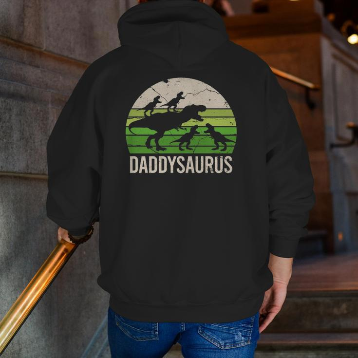 Daddy Dinosaur Dad Daddysaurus Four Kids Zip Up Hoodie Back Print