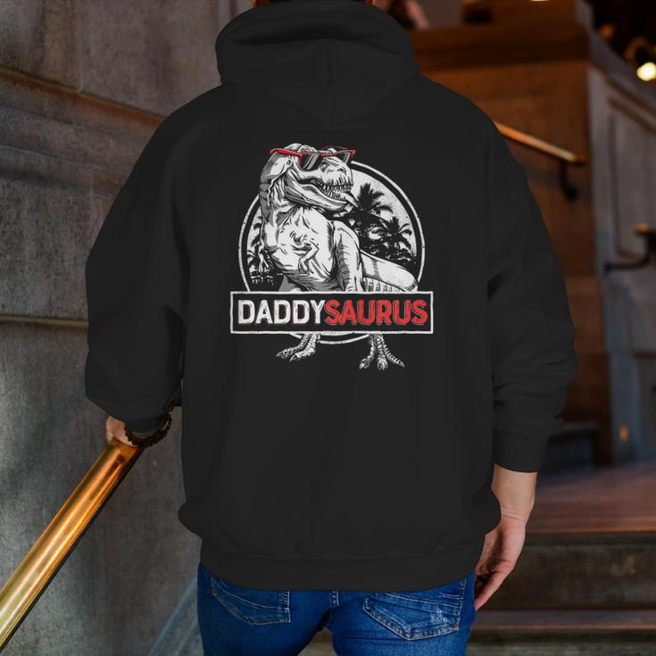 Daddy Saurusrex Dinosaur Men Father's Day Family Matching Zip Up Hoodie Back Print