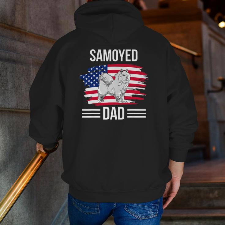 Dog Owner Us Flag 4Th Of July Father's Day Samoyed Dad Zip Up Hoodie Back Print