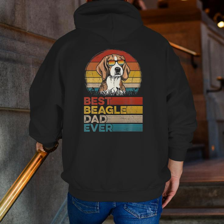 Dog Vintage Best Beagle Dad Ever Fathers Day Puppy Dog Dad Zip Up Hoodie Back Print