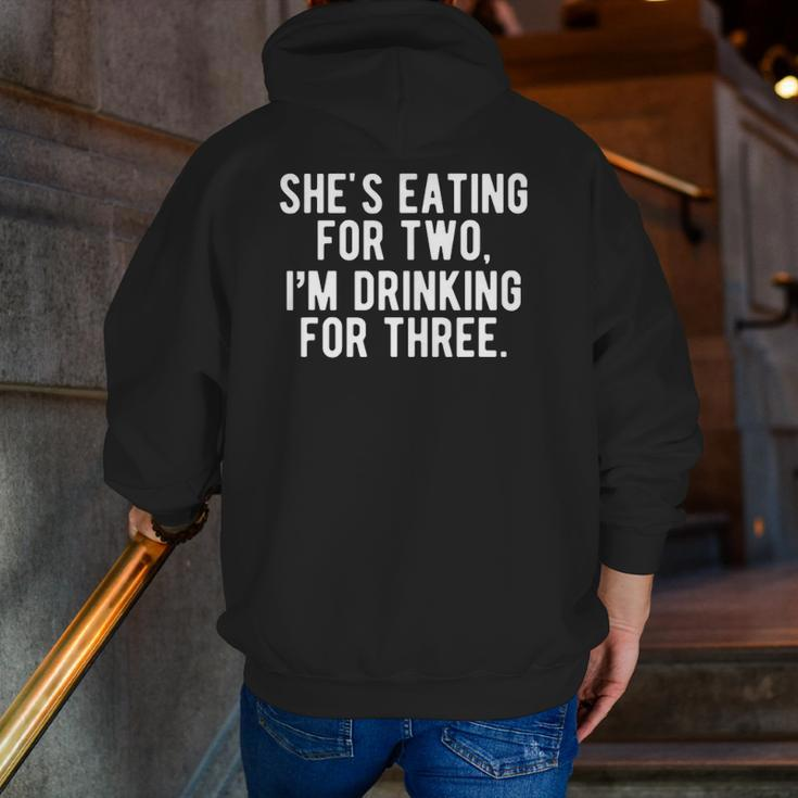 Drinking For 3 New Dad Father Pregnancy Announcement Zip Up Hoodie Back Print