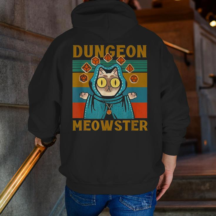 Dungeon Meowster Nerdy Halloween Cat Dad Zip Up Hoodie Back Print