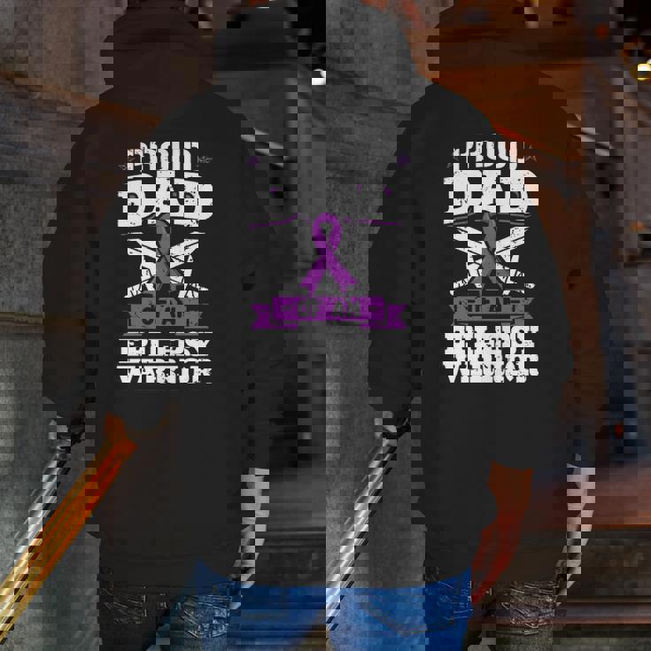 Epilepsy Warrior Dad Proud Epilepsy Awareness Month Zip Up Hoodie Back Print