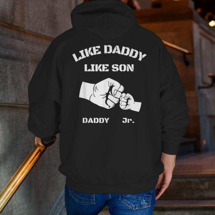 Father Son Fist Bump Matching Father's Day Daddy Dad & Son Zip Up Hoodie Back Print