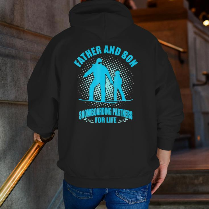 Father Son Snowboarding Partners For Life Father's Day Zip Up Hoodie Back Print