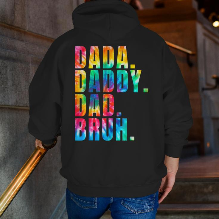 Father's Day 2023 Dada Daddy Dad Bruh Tie Dye Dad Jokes Mens Zip Up Hoodie Back Print