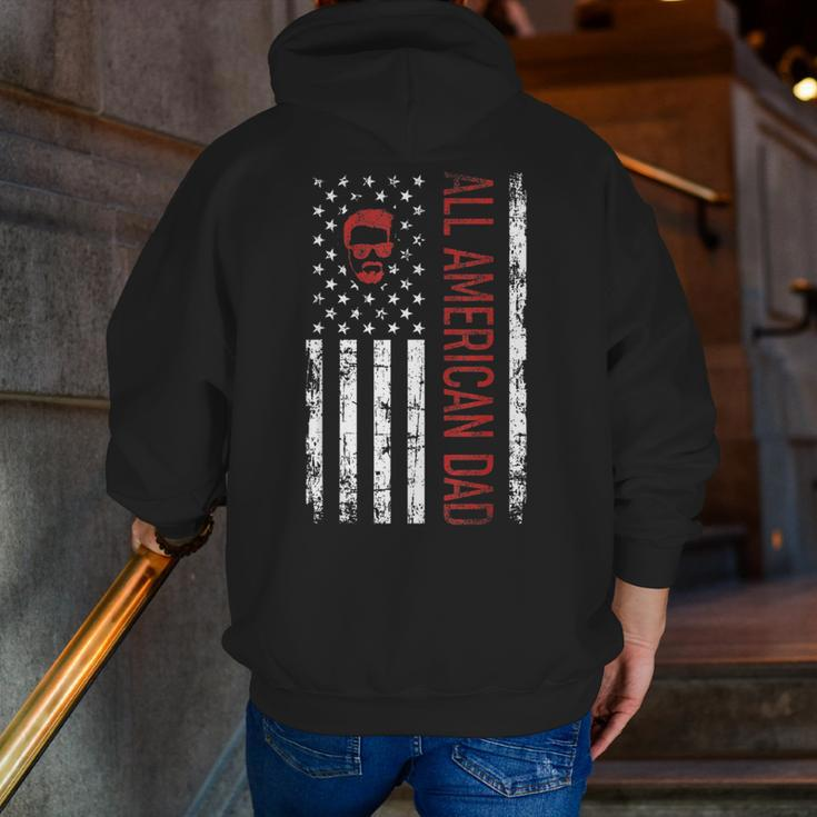 Fathers Day All American Patriot Usa Dad 4Th Of July Zip Up Hoodie Back Print