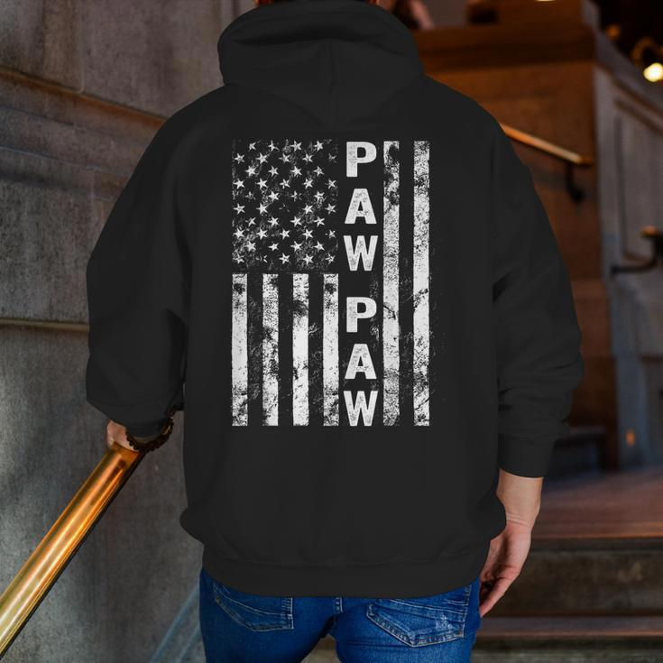 Fathers Day Paw Paw America Flag For Men Zip Up Hoodie Back Print
