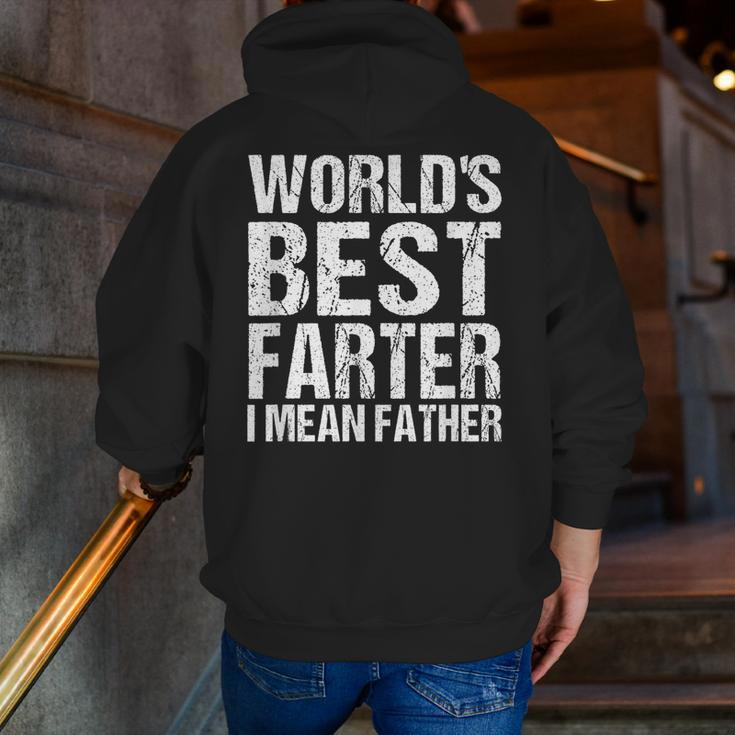 Father's Day Retro Dad World's Best Farter I Mean Father Zip Up Hoodie Back Print