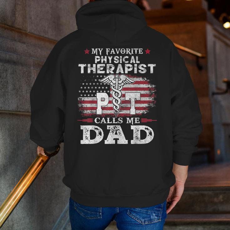 My Favorite Physical Therapist Calls Me Dad Usa Flag Father Zip Up Hoodie Back Print