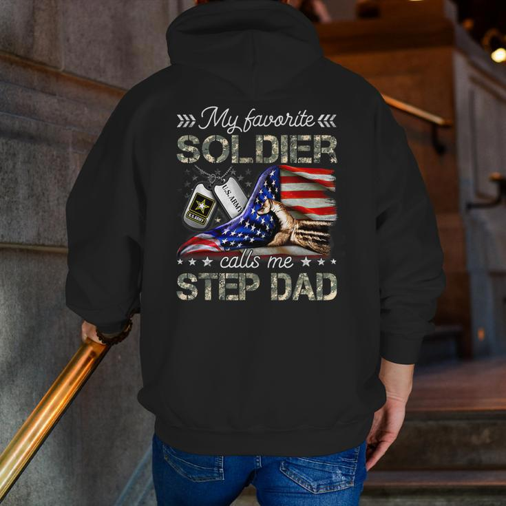 My Favorite Soldier Calls Me Step Dad Army Graduation Zip Up Hoodie Back Print