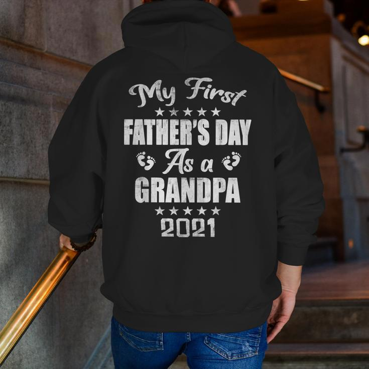My First Father's Day As A Grandpa New Baby Announcement Zip Up Hoodie Back Print