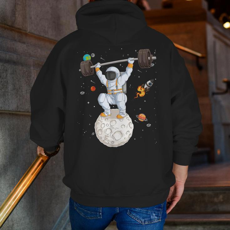 Astronaut Space Weightlifting Fitness Gym Workout Men Zip Up Hoodie Back Print