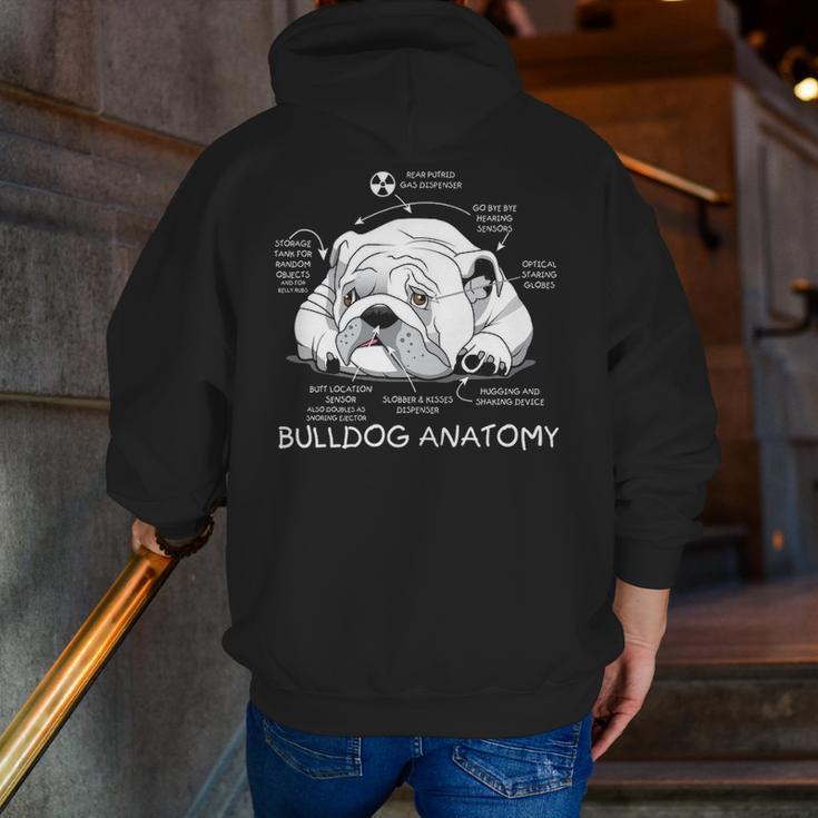 Cute English Bulldog Anatomy Dog Biology Zip Up Hoodie Back Print