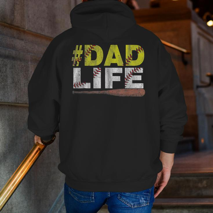 Dad Life Softball Baseball Daddy Sports Father's Day Zip Up Hoodie Back Print