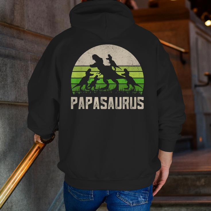 Grandpa Papasaurus Dinosaur 4 Kids Fathers Day Zip Up Hoodie Back Print