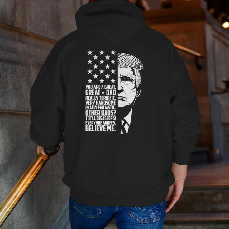 Great Dad Donald Trump Father's Day Zip Up Hoodie Back Print