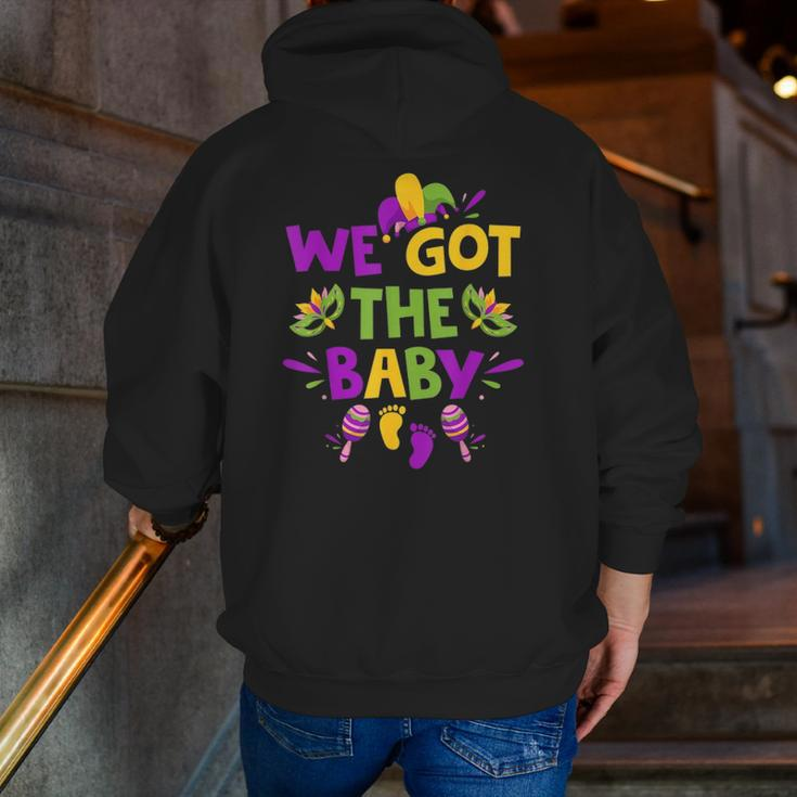 Mardi Gras Pregnancy Announcement We Got The Baby Zip Up Hoodie Back Print