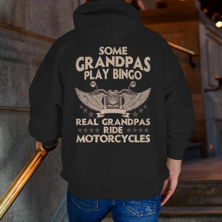 Motorcycle For Grandpa Men Biker Motorcycle Rider Zip Up Hoodie Back Print