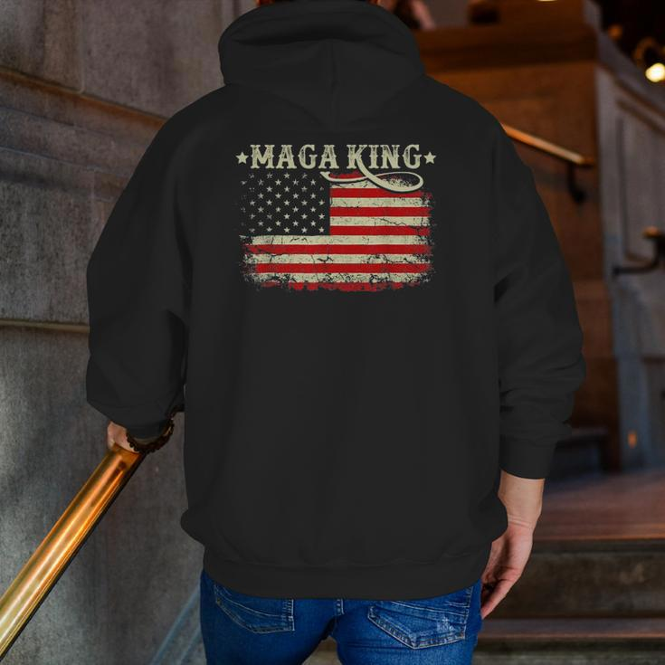 Ultra Maga King Vintage American Flag Ultra-Maga Retro Zip Up Hoodie Back Print