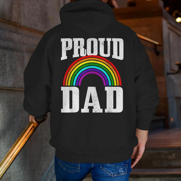 Gay Pride Proud Dad Parent Lgbtq Rainbow Flag Gay Son Zip Up Hoodie Back Print