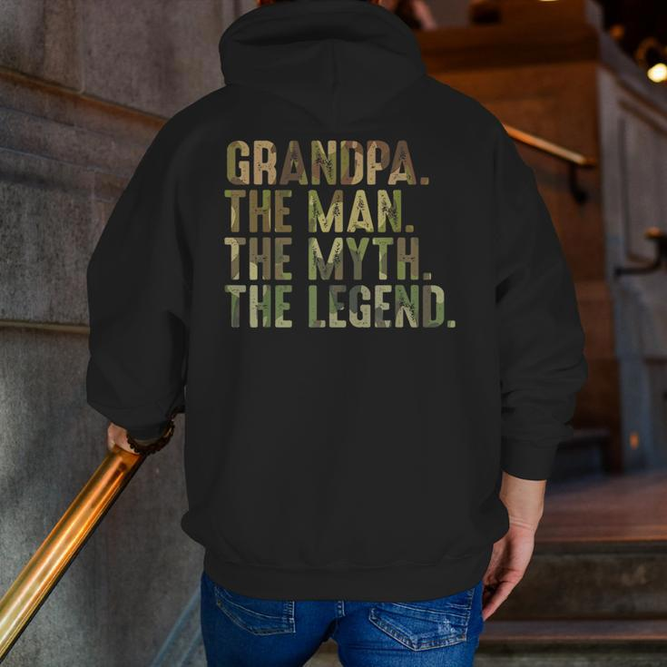 Grandpa From Grandchildren Men Grandpa Myth Legend Zip Up Hoodie Back Print