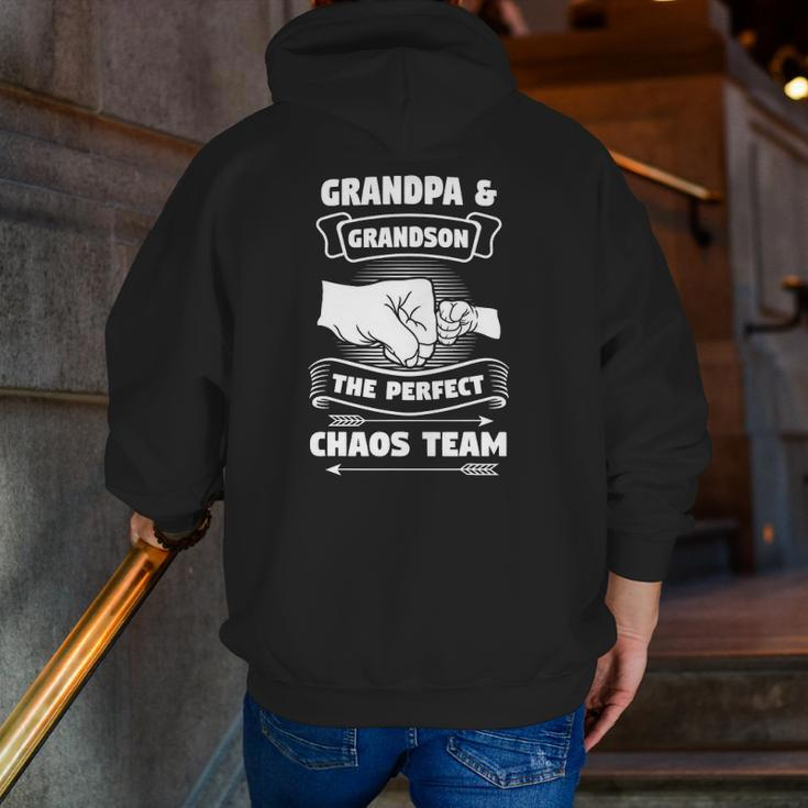 Grandpa Grandson A Perfect Chaos Team Grandparents Zip Up Hoodie Back Print