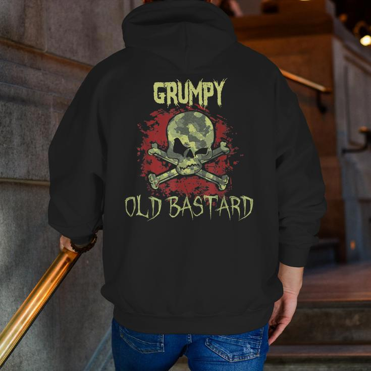 Grumpy Man Husband Grandpa Warning Grumpy Old Bastard Zip Up Hoodie Back Print