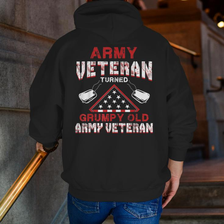 Grumpy Old Army Veteran Patriotic VetZip Up Hoodie Back Print
