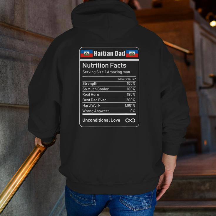 Haitian Dad Nutrition Facts Father's Day Zip Up Hoodie Back Print