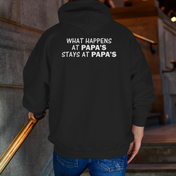 What Happens At Papa's Stays At Papa's Zip Up Hoodie Back Print
