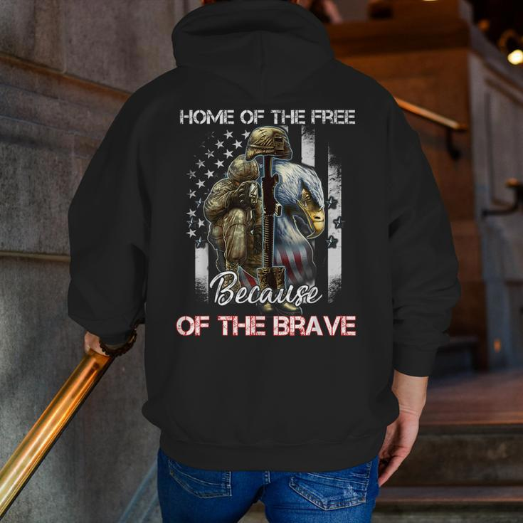 Home Of The Free Because Of The Brave Veterans Zip Up Hoodie Back Print