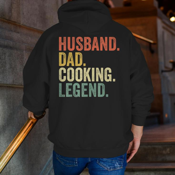 Husband Dad Cooking Legend Cook Chef Father Vintage Zip Up Hoodie Back Print