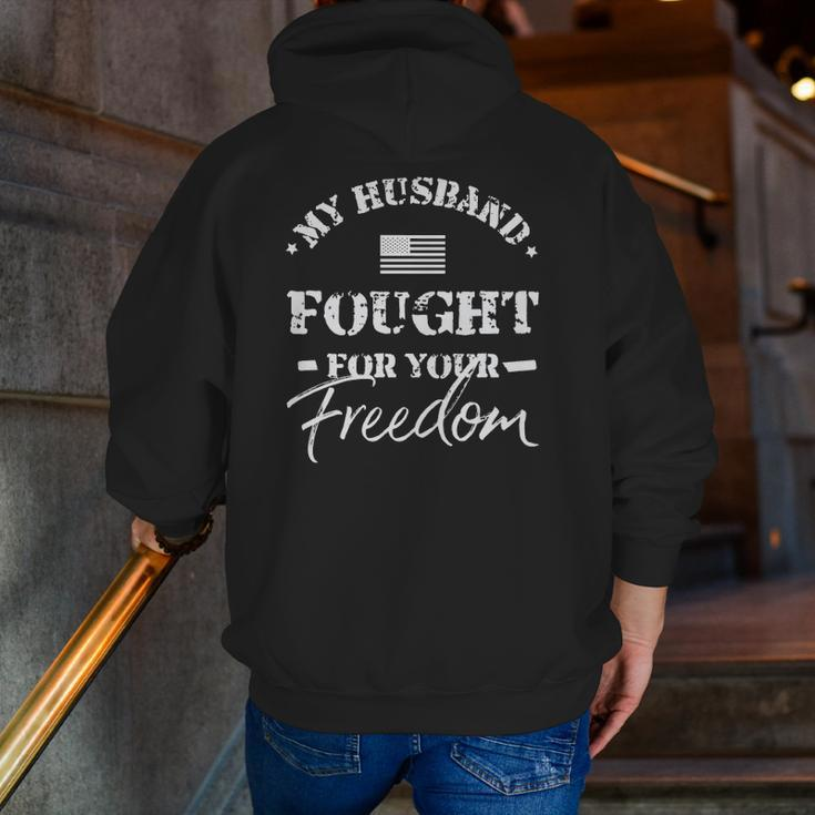 My Husband Is A Veteran For Wife Zip Up Hoodie Back Print