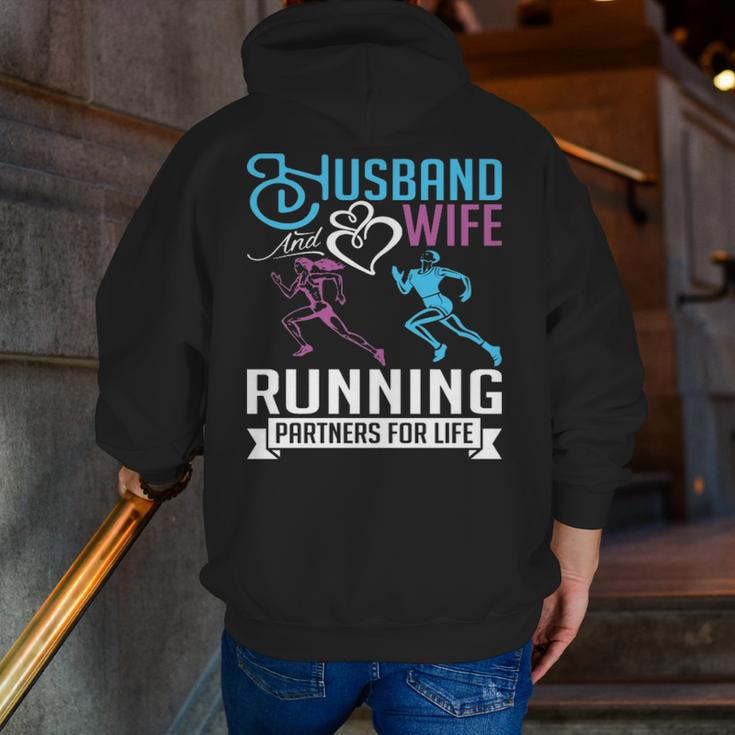 Husband And Wife Running Sweet Valentine’S Day Zip Up Hoodie Back Print