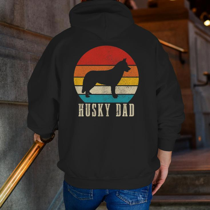 Husky Dad Siberian Husky Vintage Dog Owner Zip Up Hoodie Back Print