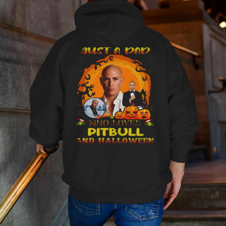 Just A Dad Who Loves Pitbull And Halloween Zip Up Hoodie Back Print