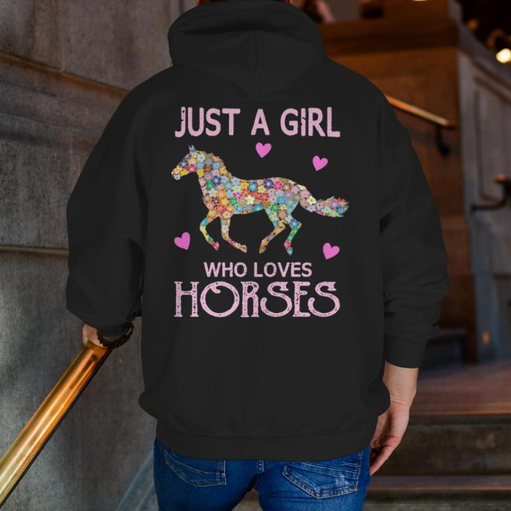 Just A Girl Who Loves Horses Horse Riding Girls Women Zip Up Hoodie Back Print