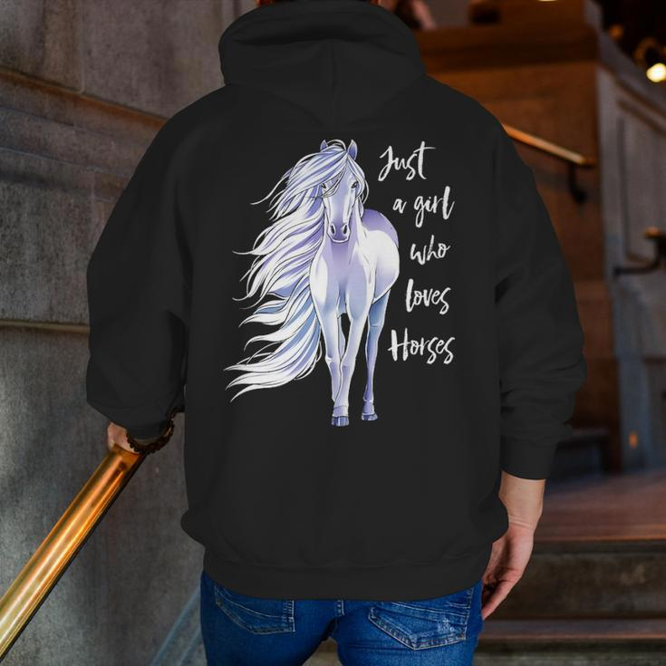 Just A Girl Who Loves Horses Horse Riding Women Zip Up Hoodie Back Print