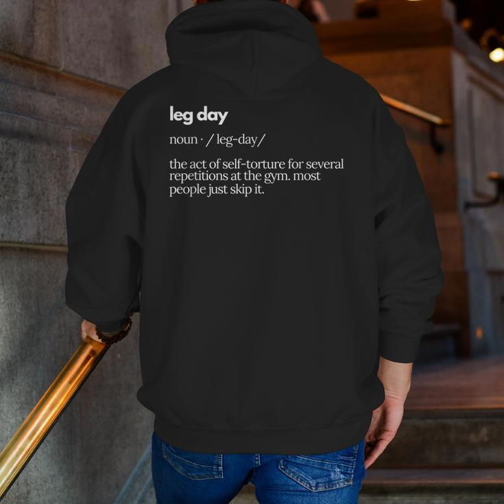 Leg Day Definition Mens Gym Pump Cover Oversized Gym Workout Zip Up Hoodie Back Print